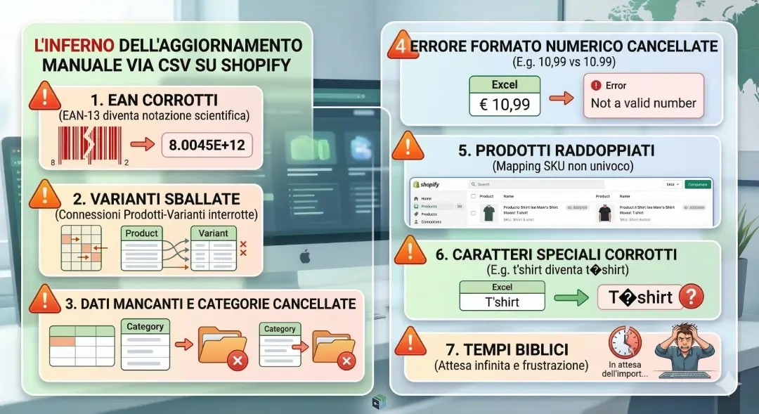 Aggiornare prodotti shopify csv errori